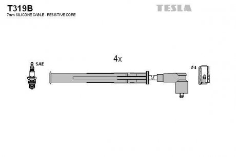 Комплект кабелей зажигания TESLA T319B (фото 1)