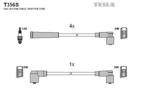 Комплект кабелей зажигания TESLA T356S