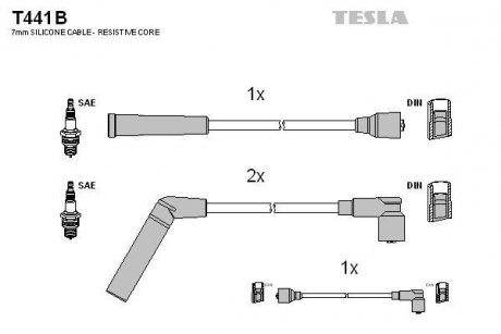 Комплект кабелів запалювання TESLA T441B (фото 1)