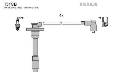 Комплект кабелів запалювання TESLA T518B (фото 1)