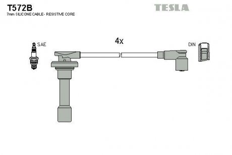 Комплект кабелей зажигания TESLA T572B