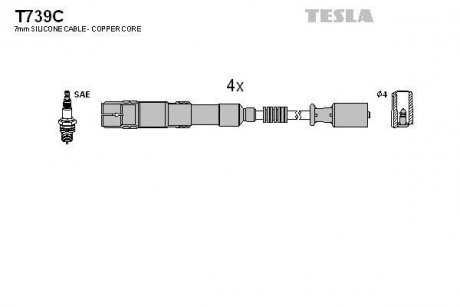 Комплект кабелів запалювання TESLA T739C (фото 1)