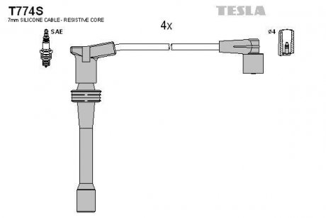 Комплект кабелей зажигания TESLA T774S