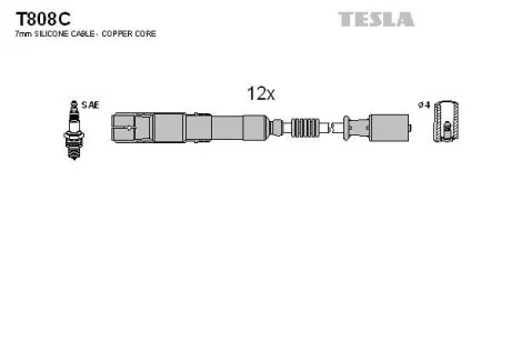 Комплект кабелів запалювання TESLA T808C