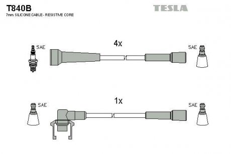 Комплект кабелів запалювання TESLA T840B (фото 1)