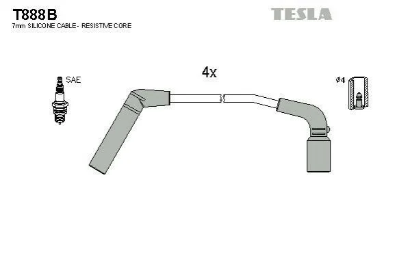 Комплект кабелей зажигания TESLA T888B (фото 1)