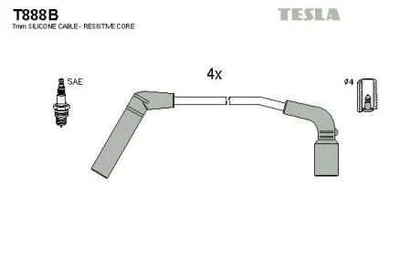 Комплект кабелів запалювання TESLA T888B