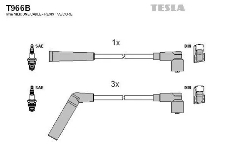 Комплект кабелей зажигания TESLA T966B