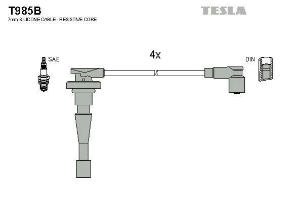 Комплект кабелей зажигания TESLA T985B (фото 1)
