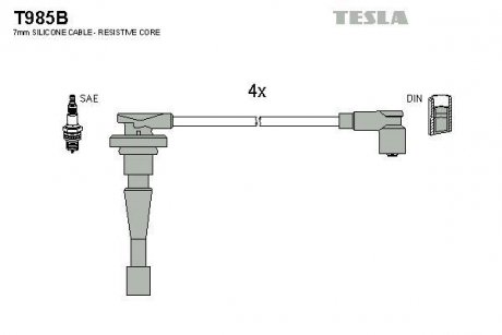 Комплект кабелів запалювання TESLA T985B (фото 1)