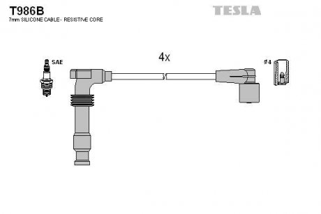 Комплект кабелей зажигания TESLA T986B (фото 1)