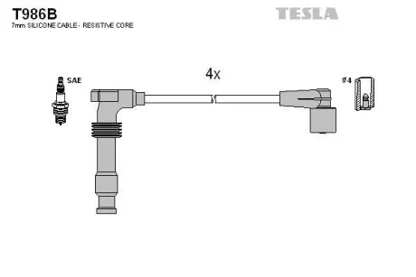 Комплект кабелів запалювання TESLA T986B