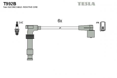 Комплект кабелів запалювання TESLA T992B