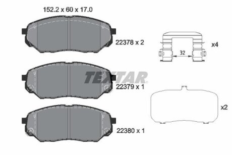 Тормозные колодки HYUNDAI/KIA Santa Fe/Sorento "F "15>> TEXTAR T2237801