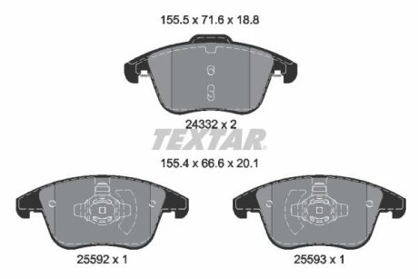 Тормозные колодки FORD Mondeo "F "14>> TEXTAR T2433205