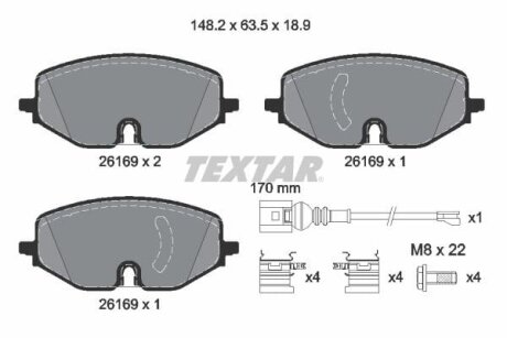 Колодки тормозные дисковые AUDI/FORD/SKODA/VW A3/Connect/Octavia \'\'F\'\'19>> TEXTAR T2616901