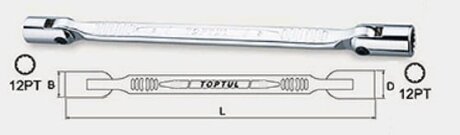 Ключ шарнирный 14, 15 мм Toptul AEEC1415