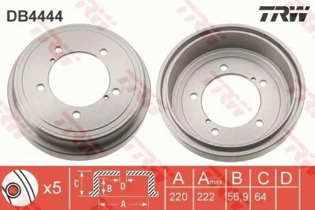Тормозной барабан на задний мост TRW DB4444