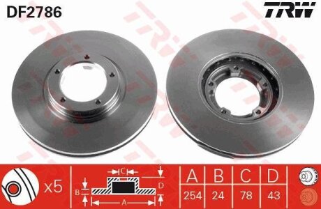 Диск гальмівний FORD Transit, передн., Вент. TRW DF2786