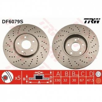 Диск тормозной MERCEDES E(W211)/S(W220) "F D=330mm "02-09 TRW DF6079S