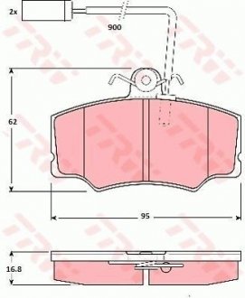 Тормозные колодки дисковые передние вкл. датчик износа TRW GDB1045