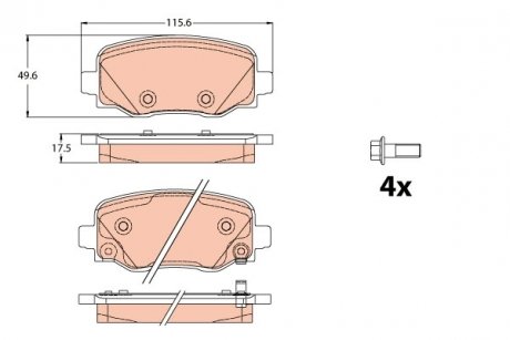Тормозные колодки дисковые задние с звуковым предупреждением износа TRW GDB2116