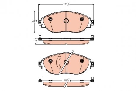 Тормозные колодки дисковые передние с звуковым предупреждением износа TRW GDB2219 (фото 1)