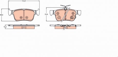 Тормозные колодки дисковые задние с звуковым предупреждением износа TRW GDB2223 (фото 1)