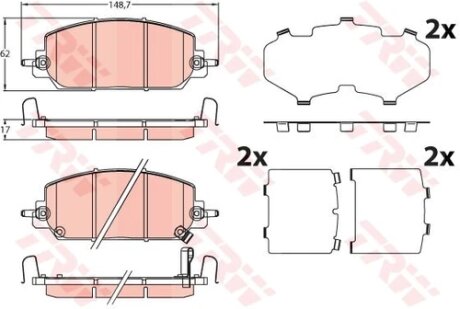 Тормозные колодки дисковые HONDA CRV "F "17>> TRW GDB2244