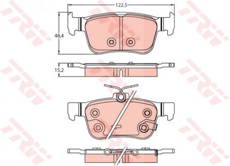 Тормозные колодки дисковые задние с звуковым предупреждением износа TRW GDB2256 (фото 1)