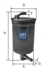 Топливный прямоточный фильтр дизель UFI 24.072.00 (фото 1)