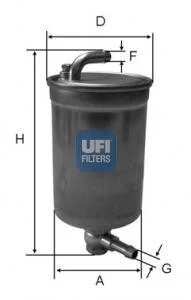 Паливний прямоточний фільтр дизель UFI 24.072.00