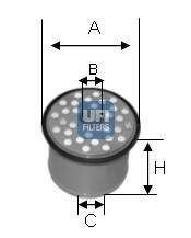 Фільтр паливний 1.9D 8V,1.9TD 8V,1.9D 8V,1.9TD 8V,2.1TD 12V,1.8D 8V FIAT Scudo 95-07, Ulysse 94-02; PEUGEOT Partner 96-08, Expert 95-07, 406 97-04, 306 93-02, 405 93-96, 806 98-02; CITROEN Jumper 02-06, Berlingo 96-08, Jumper 94-02, Jumpy 95-07, Xsar UFI 24.390.00