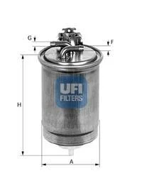 Топливный прямоточный фильтр дизель UFI 24.400.00