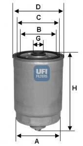 Паливний фільтр, що накручується, дизель UFI 24.441.00