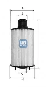 Масляный фильтр картридж патрон UFI 25.073.02