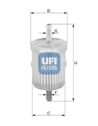 Паливний прямоточний фільтр бензин UFI 31.010.00