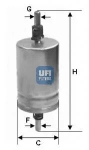 Топливный прямоточный фильтр бензин UFI 31.510.00