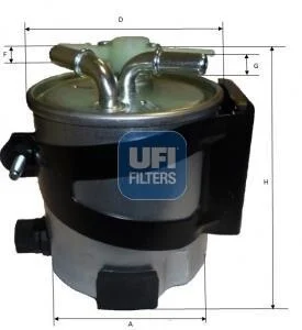 Паливний прямоточний фільтр дизель UFI 55.430.00