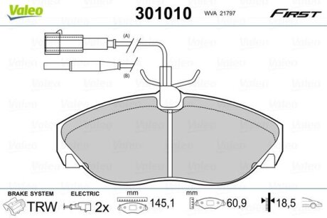 Гальмівні колодки передні дискові Valeo V301010