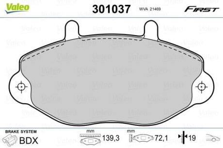 Гальмівні колодки передні дискові Valeo V301037