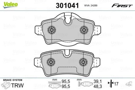 Гальмівні колодки задні дискові Valeo V301041
