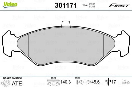 Гальмівні колодки передні дискові Valeo V301171