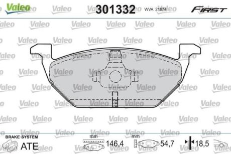 Гальмівні колодки передні дискові Valeo V301332