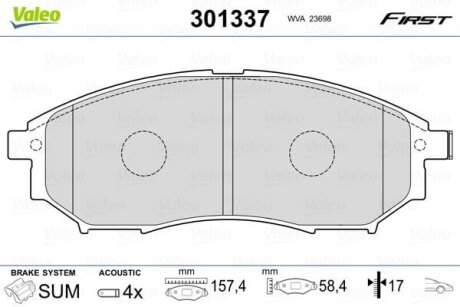 Гальмівні колодки передні дискові Valeo V301337