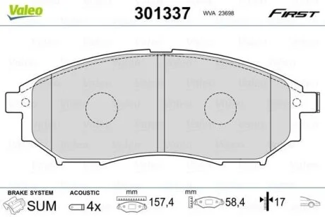Тормозные колодки передние дисковые Valeo V301337
