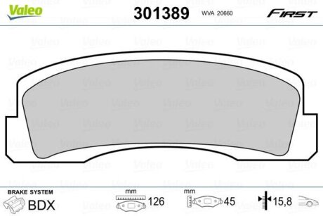Гальмівні колодки передні дискові Valeo V301389