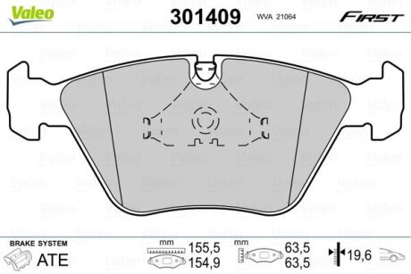 Гальмівні колодки передні дискові Valeo V301409