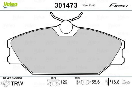 Гальмівні колодки передні дискові Valeo V301473