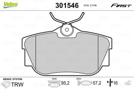 Тормозные колодки дисковые NISSAN/OPEL/RENAULT NV300/Primastar/Vivaro/Trafic "1,6-2,5 "R "01>> Valeo V301546